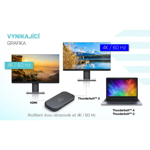 i-tec Thunderbolt 3 Dual 4K Docking Station + Power Delivery - Dokovací stanice - Obrázek 8LIXF00101