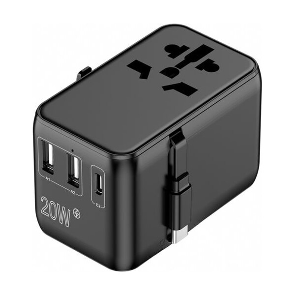 CROSSIO ChargeMe Adapter PLUS PD20W 2A+2C GaN III Černá