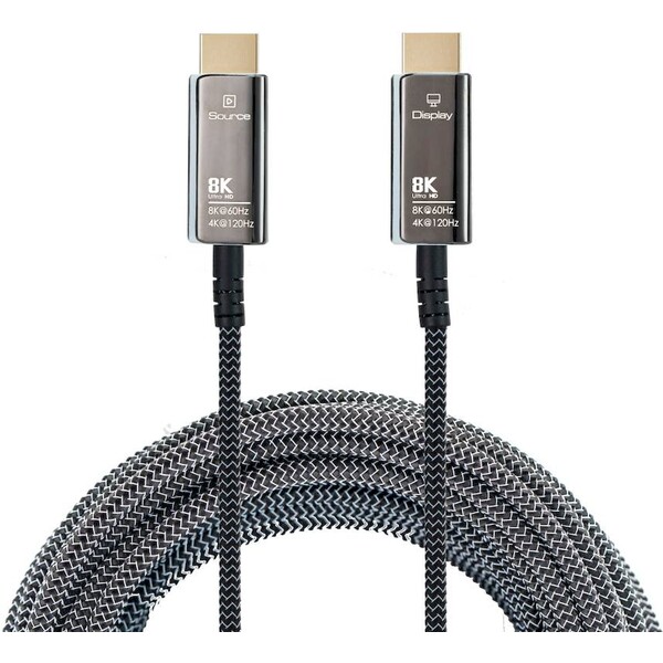 PremiumCord HDMI 2.1/HDMI 2.1 optický kabel s ethernetem 8K 7m černý/bílý