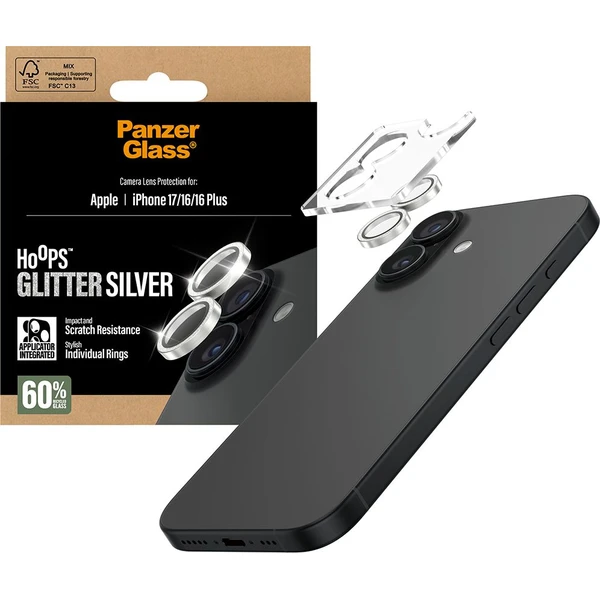 PanzerGlass® Hoops skla Apple iPhone 17/16/16 Plus třpytivě stříbrné - Ochranné folie a skla - Obrázek 8YEH000K01