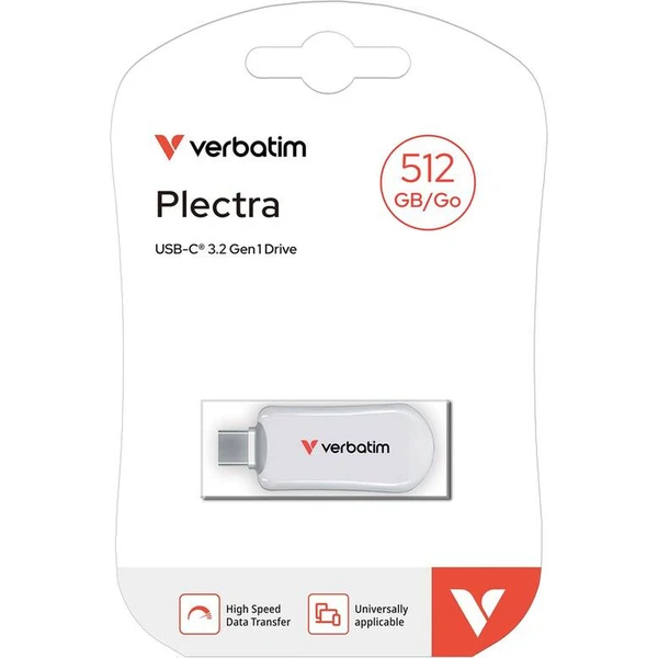 VERBATIM Plectra 512GB USB-C 3.2 Gen 1 flashdisk bílý - Flashdisky - Obrázek 8ZIL000K01