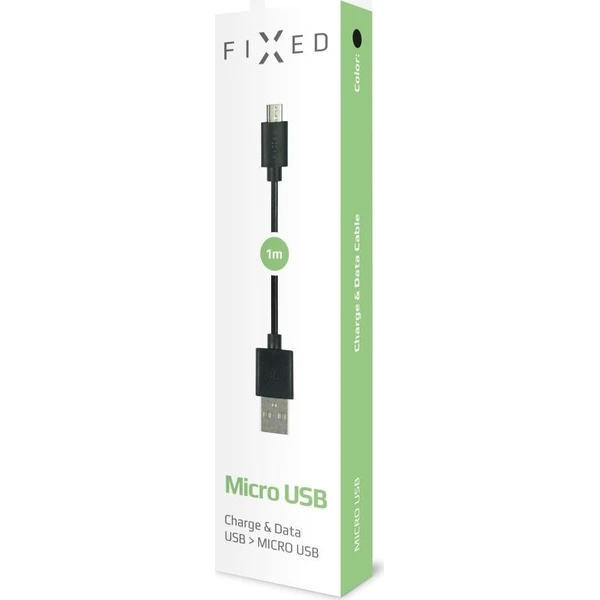FIXED Rapid Charge USB-A/MicroUSB napájecí kabel 1m černý - Kabely a redukce - Obrázek 8a13a63c2b254c6c96648688e738f57c