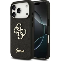 Guess PU Fixed Glitter 4G Metal Logo kryt iPhone 18 Pro černý - Pouzdra