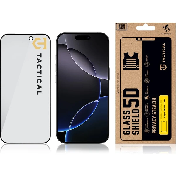 Tactical Glass Shield Privacy Stealth 5D sklo Apple iPhone 17 Pro černé - Ochranné folie a skla - Obrázek 8a1efdefcfcb470caecb214e742c449e