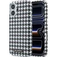 Karl Lagerfeld PU Houndstooth Resin Plate MagSafe kryt iPhone 17 černý - Pouzdra