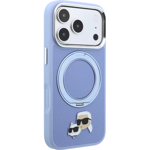 Karl Lagerfeld PU Grained K&CH Heads Ring Stand Magsafe kryt iPhone 18 Pro modrý - Pouzdra - Obrázek 8b31f6a5239a461f8198d02e4b88e742