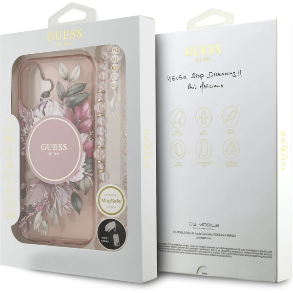 Guess IML Flowers Strap MagSafe kryt iPhone 17 růžový - Pouzdra - Obrázek 8b438da3dfc8485a943261dbcf21249c