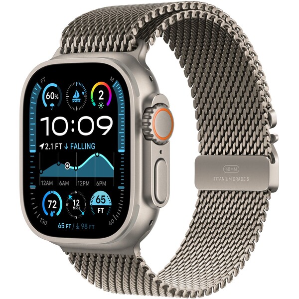 Apple Watch 44/45/46/49mm milánský tah z přírodního titanu – velký