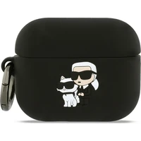 Karl Lagerfeld 3D Logo NFT Karl and Choupette silikonové pouzdro AirPods Pro 3 černé - Pouzdra