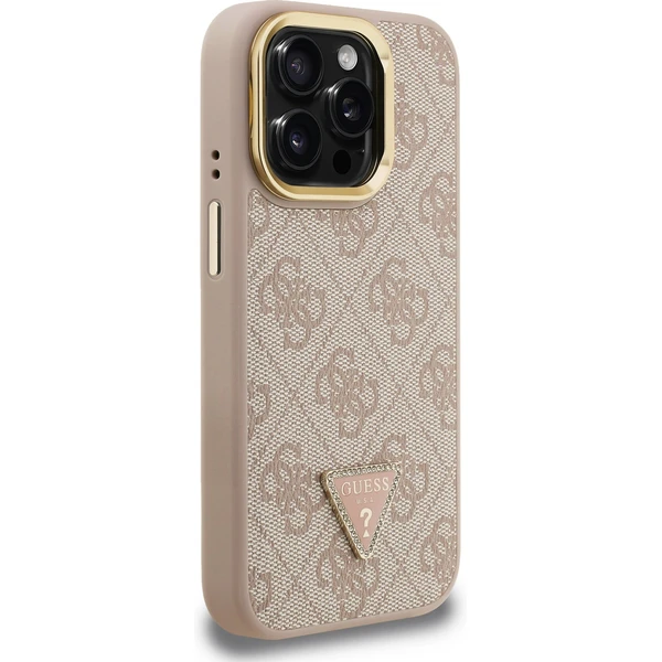 Guess PU 4G Strass Triangle Logo Stand Camera Frame MagSafe kryt iPhone 15 Pro Max růžový - Pouzdra - Obrázek 8b7acb9ab3cb4d89b49f8946aa085c3b