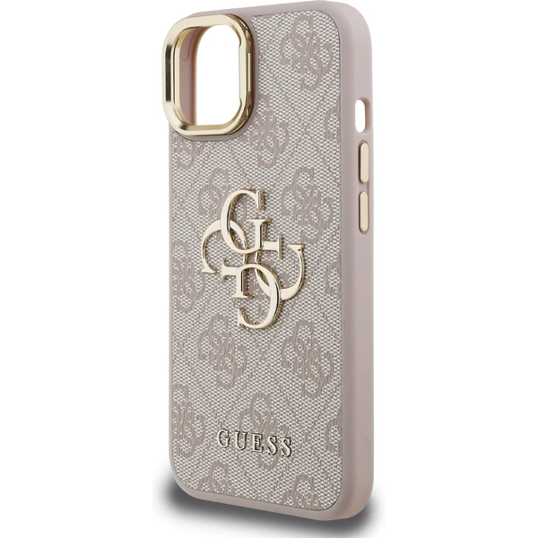 Guess PU 4G Metal Logo Stand Camera Frame kryt iPhone 15 růžový - Pouzdra - Obrázek 8bd8311f2c1c481f994a62ec14c71a55
