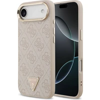 Guess PU Leather 4G Triangle Logo Gold Frame MagSafe kryt iPhone Air růžový - Pouzdra