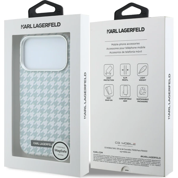 Karl Lagerfeld PU Houndstooth Resin Plate MagSafe kryt iPhone 17 Pro modrý - Pouzdra - Obrázek 8bf04aabdff24b0c8d4b3ed4dbab6f53