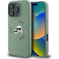 Karl Lagerfeld Liquid Silicone K&CH Heads MagSafe kryt iPhone 16 Pro zelený - Pouzdra