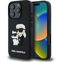 Karl Lagerfeld PU Saffiano Karl and Choupette kryt pro iPhone 16 Pro Max černý - Pouzdra