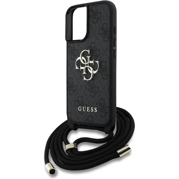 Guess PU 4G Metal Logo Crossbody popruh kryt iPhone 16 černý - Pouzdra - Obrázek 8c70eb4e45194b258fb54c0579aff7f4
