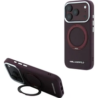 Karl Lagerfeld PU Saffiano Ring Stand MagSafe kryt iPhone 18 Pro vínový - Pouzdra