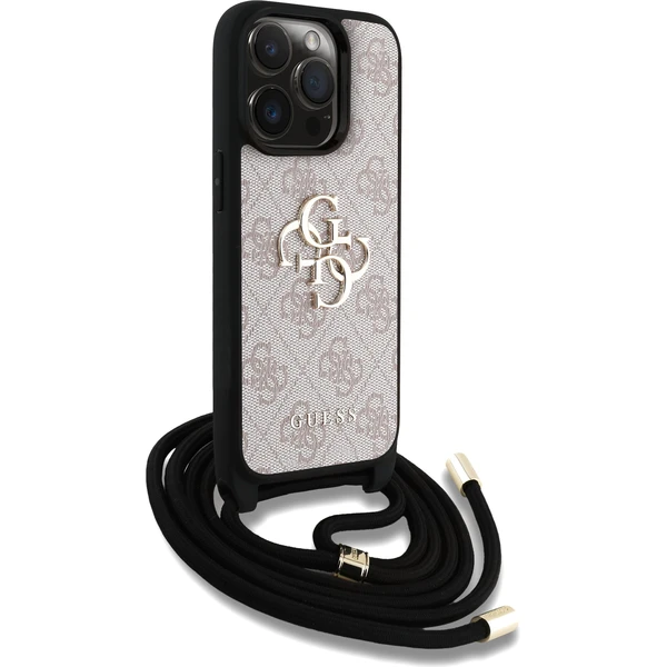 Guess PU 4G Metal Logo Crossbody popruh kryt iPhone 15 Pro Max růžový - Pouzdra - Obrázek 8c7b204366624725b2f32c888710cac9
