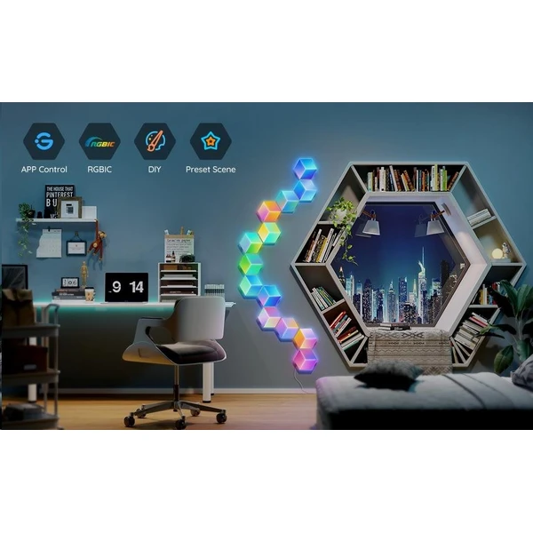 Govee Glide Hexa Pro LED Smart 10ks - Chytrá osvětlení - Obrázek 8d1e1486c60146c4963f039d4f2c1c09