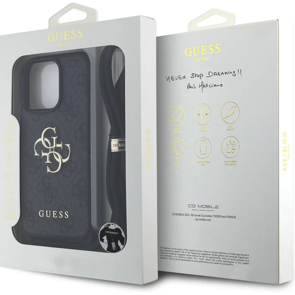 Guess PU 4G Metal Logo Crossbody popruh kryt iPhone 15 Pro černý - Pouzdra - Obrázek 8d1fb6bd8383409cb5bc36c1ca9735fa