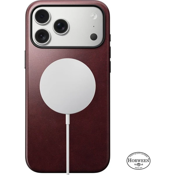 Nomad Modern Leather Case (Horween) MagSafe kožený kryt iPhone 17 Pro Max Burgundy - Pouzdra - Obrázek 8d9c318a5711420b8ad9108195de7f35