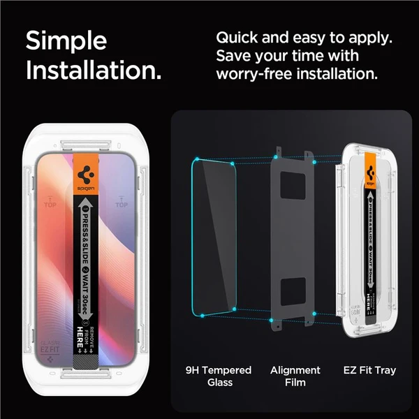 Spigen Glass tR EZ Fit (Privacy) tvrzené sklo iPhone 17 Pro Max/16 Pro Max čiré (2 ks) - Ochranné folie a skla - Obrázek 8ddc3fac84f34277b703831e698921a4