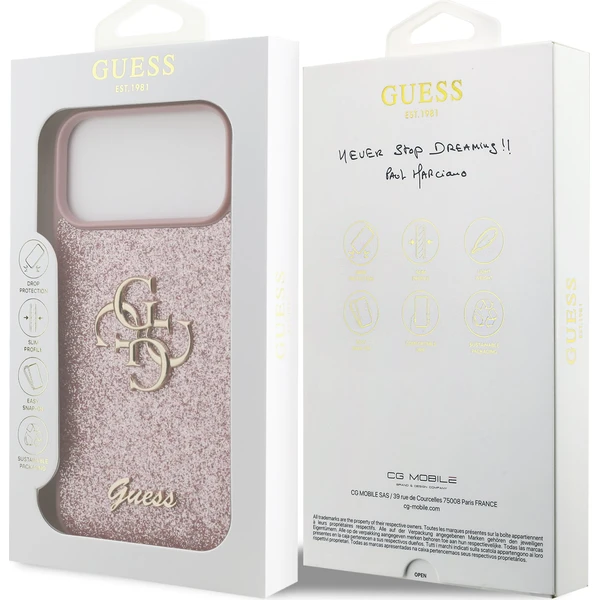 Guess PU Fixed Glitter 4G Metal Logo kryt iPhone 18 Pro Max růžový - Pouzdra - Obrázek 8e1114995e034f73a7d38315d980e29c