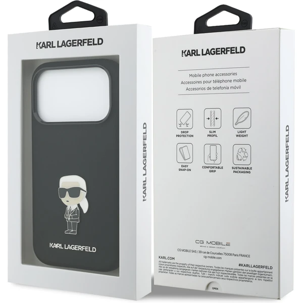 Karl Lagerfeld Liquid Silicone Metal Ikonik kryt iPhone 17 Pro černý - Pouzdra - Obrázek 8e5a2245e1f4485788ce996f18bf6deb