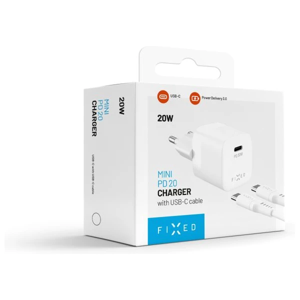 FIXED Mini Set nabíječky s USB-C portem a USB-C kabelem, PD, 1,2 metr, 20W, bílá - Nabíječky - Obrázek 8e7fdb2cfe9f452ea033c3d8459b109b