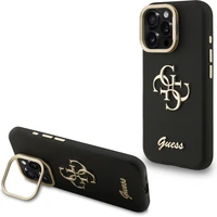 Guess PU Grained 4G Logo Stand Camera Frame kryt iPhone 15 Pro černý - Pouzdra