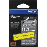 Brother HSE631E smršťovací bužírka černá na žlutém 11,2 mm - Pásky pro štítkovače