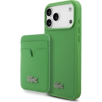 Lacoste Iconic Petit Pique MagSafe kryt + peněženka iPhone 17 Pro Max zelený - Pouzdra