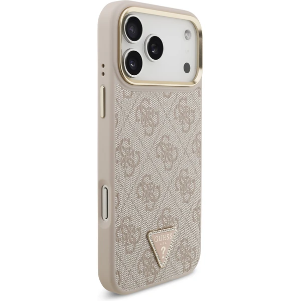 Guess PU Leather 4G Triangle Logo Gold Frame MagSafe kryt iPhone 17 Pro Max růžový - Pouzdra - Obrázek 903f863fe9c14e289a4c152dbd34f649