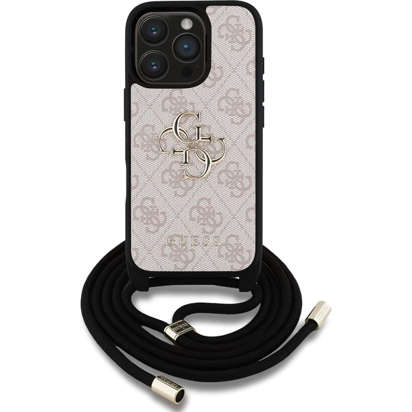 Guess PU 4G Metal Logo Crossbody popruh kryt iPhone 16 Pro růžový - Pouzdra - Obrázek 904f34d067dd42d8b1baef8953ccac48