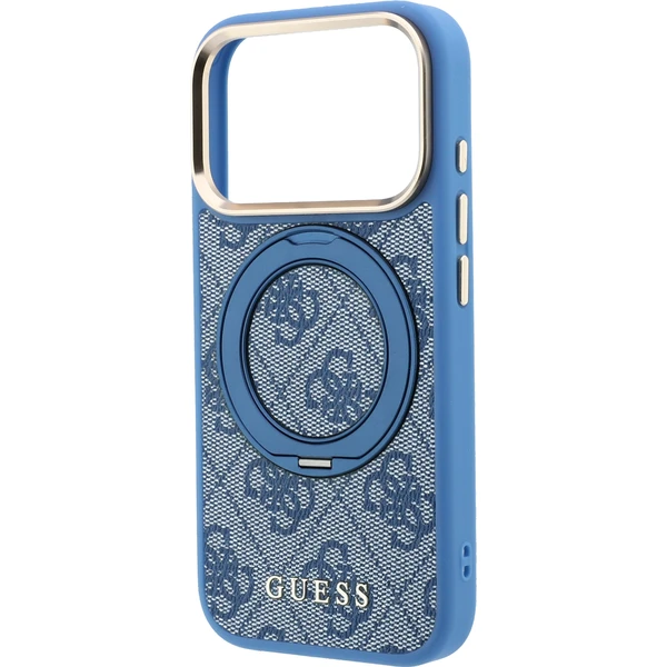 Guess PU 4G Ring Stand MagSafe kryt iPhone 18 Pro modrý - Pouzdra - Obrázek 90f93103ac7b41f29955386c11c341f6