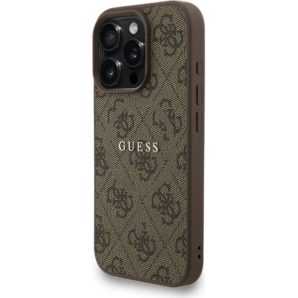 Guess PU Leather 4G Colored Ring Strap MagSafe kryt iPhone 16 Pro hnědý - Pouzdra - Obrázek 913ea9f37ada47eda57b38b43aefcce6