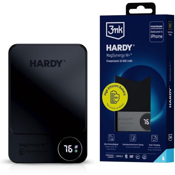 3mk Hardy MagSynergy Ni+ powerbanka 10000mAh černá