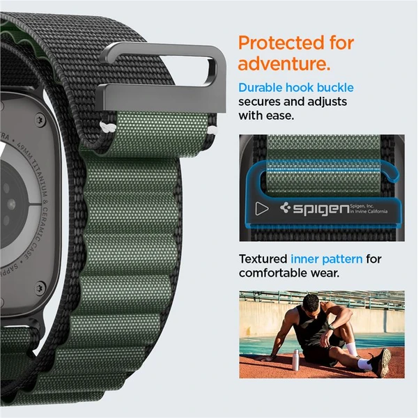 Spigen Fabric Band (hook) řemínek Apple Watch 49/46/45/44mm černý/zelený - Řemínky - Obrázek 916256b4213b48ff8c0f7a0e7c42efda