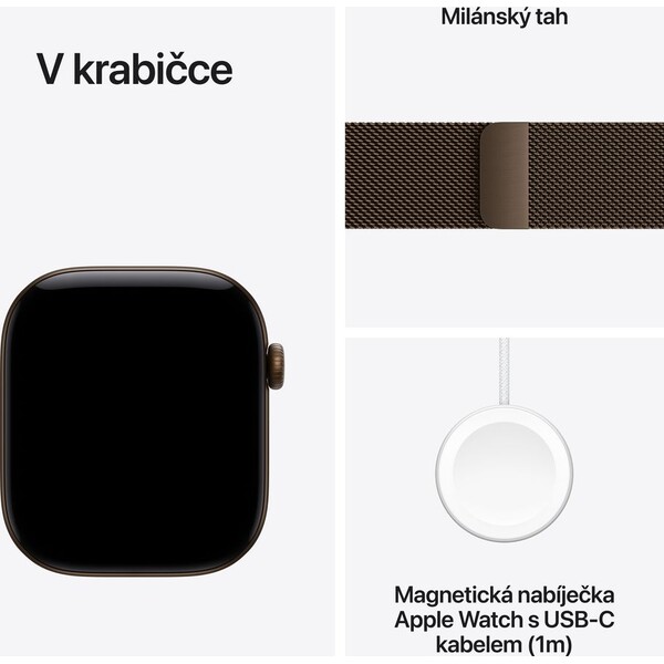 Apple Watch Series 12 Cellular (46mm) Tmavě bronzový hliník s tmavě bronzovým milánským tahem S/M - Chytré hodinky - Obrázek 91746127eb6b41f38aca7d9024ff07fc