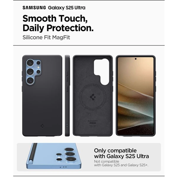 Spigen Silicone Fit MagSafe kryt Samsung Galaxy S25 Ultra černý - Pouzdra - Obrázek 917e37b936594e87bc2d80c4af758c44