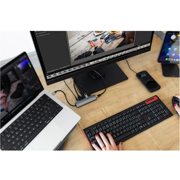 FIXED HUB Pro 6v1 USB-C hliníkový hub pro notebooky a tablety šedý - USB huby - Obrázek 9188000701