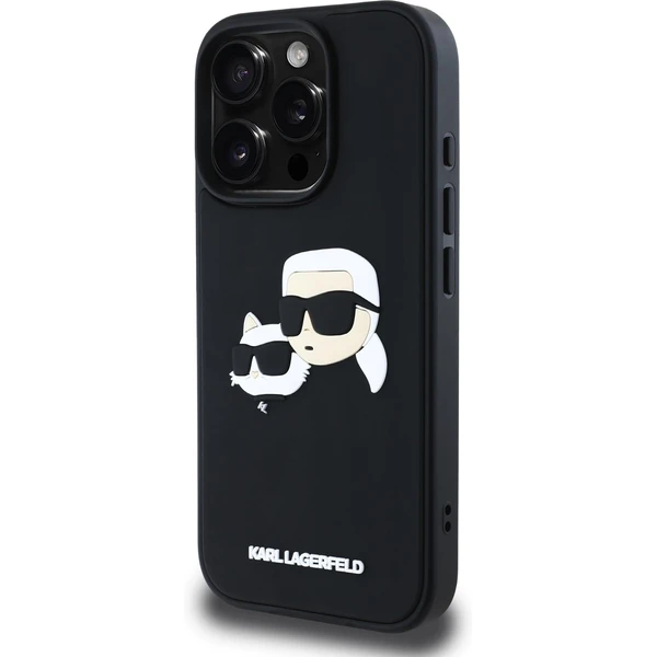 Karl Lagerfeld 3D Rubber Double Heads kryt iPhone 16 Pro černý - Pouzdra - Obrázek 9188ca438598420eae895eb1fc5e5bb1