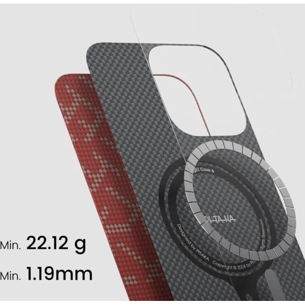 Pitaka Tactile Woven Case kryt iPhone 16 Pro Max PTK Red/Gold - Pouzdra - Obrázek 91GF000L01
