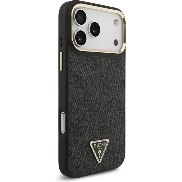 Guess PU Leather 4G Triangle Logo Gold Frame MagSafe kryt iPhone 17 Pro Max černý - Pouzdra - Obrázek 91bba712307242158fed5646db50ee62