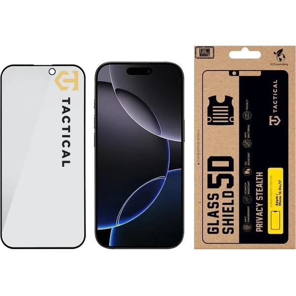 Tactical Glass Shield Privacy Stealth 5D sklo pro Apple iPhone 16 Pro/17 černé - Ochranné folie a skla - Obrázek 91c0df220d6343c2a6216e32ea2dbf73