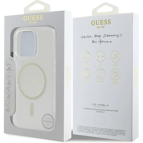 Guess IML Glitter Ring MagSafe kryt pro iPhone 16 Pro Max čirý - Pouzdra - Obrázek 9212d0338cf34c24aaba1a0d72e4ab11