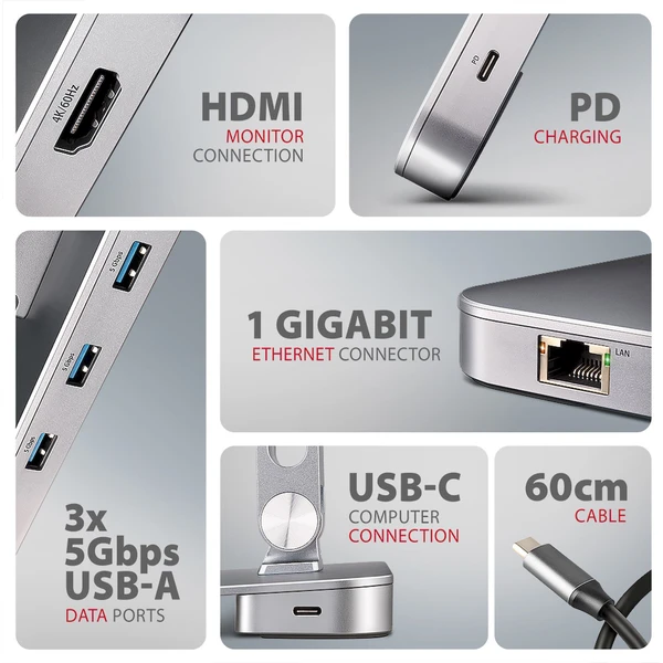 AXAGON HMC-STND 7v1 USB-C hub - Dokovací stanice - Obrázek 925D000N01