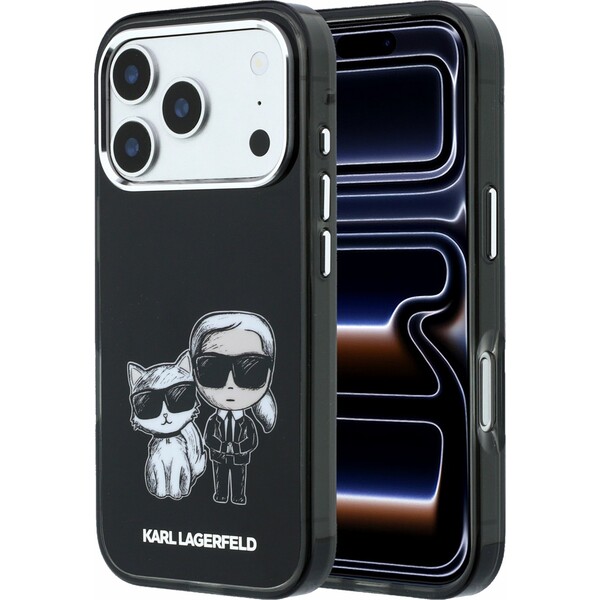 Karl Lagerfeld PU Semi Wrap Smooth Sketch Bodies Magsafe kryt iPhone 18 Pro černý