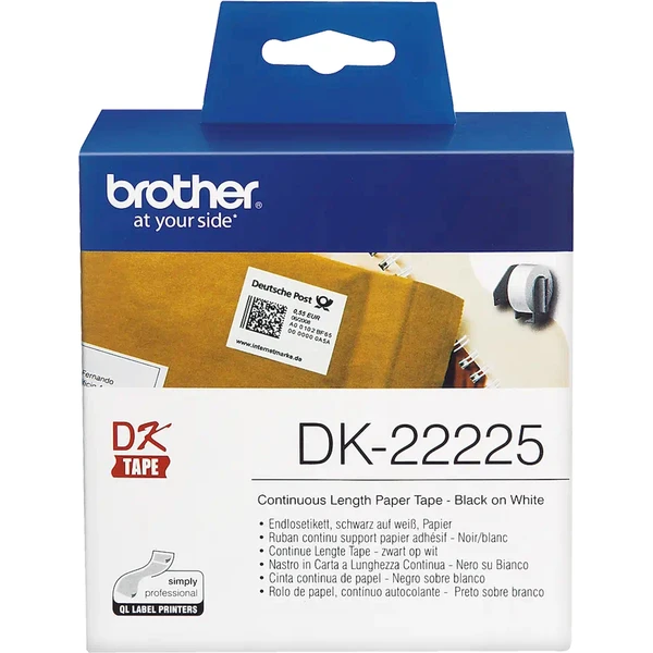 Brother DK-22225 papírová role černá na bílé šířka 38 mm - Pásky pro štítkovače - Obrázek 92I9000P01
