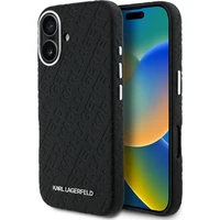 Karl Lagerfeld Grained PU Repeated Logo MagSafe kryt iPhone 16 černý - Pouzdra